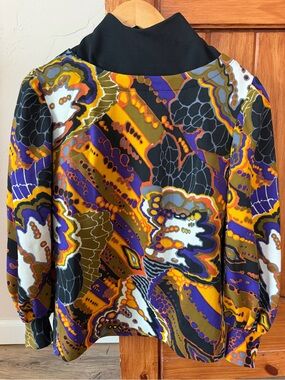 Vintage Abstract Psychedelic Mock Neck Top | Retro 60s 70s Style mod